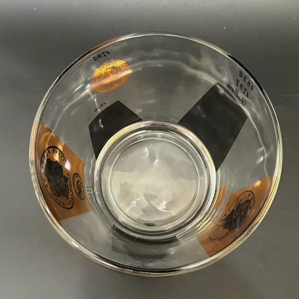 Vintage Mid Century Modern CERA Glass 22K Gold Coins of the World Ice Bucket